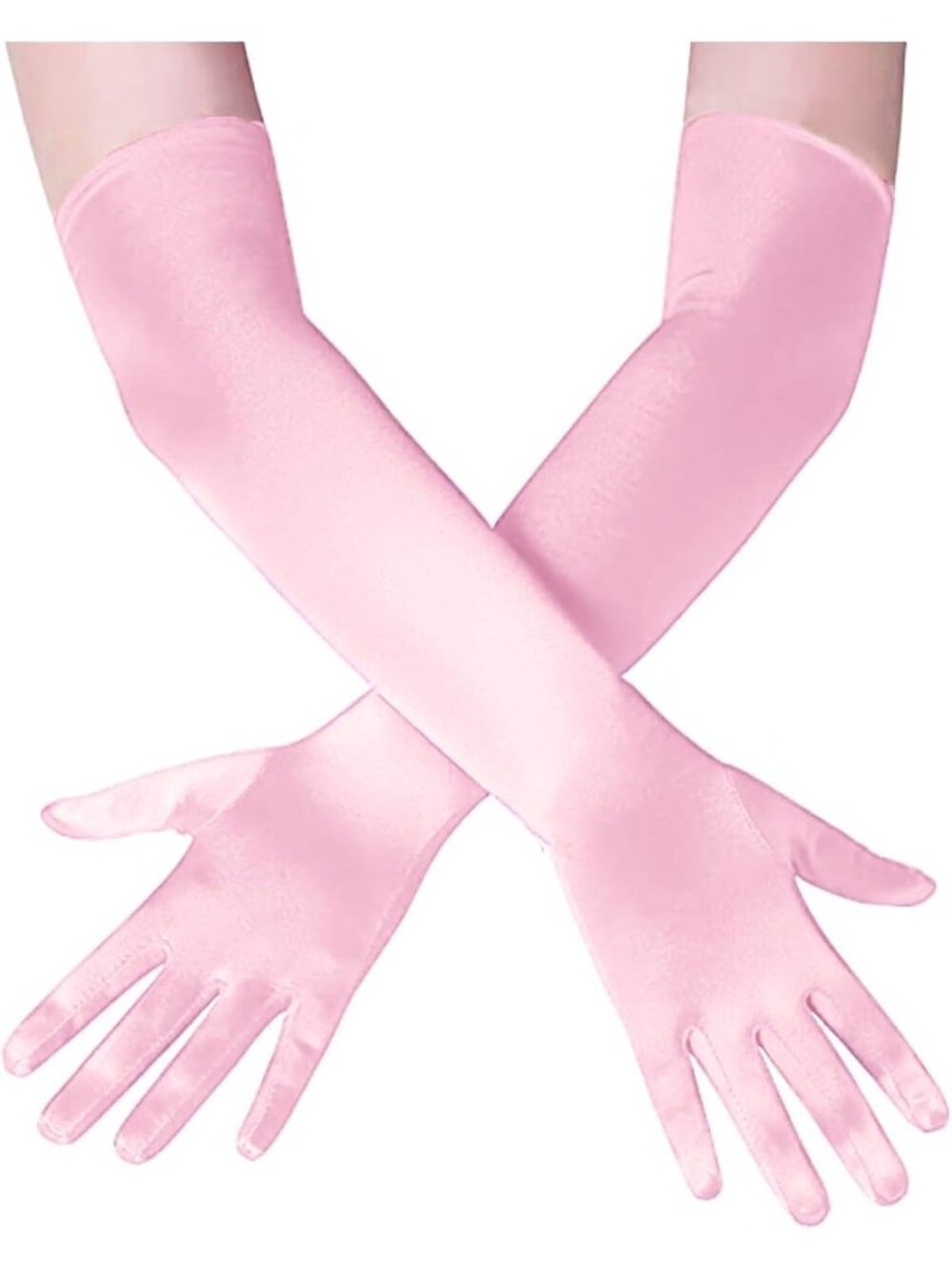 Women's Pink 1920s Elbow Length Satin Wedding Cosplay Flapper Opera Gloves